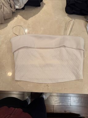 ALO Yoga Cream Ribbed Strapless Camisole